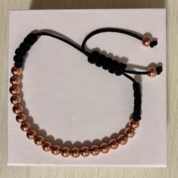 NWOT Rose gold tone bead and black silk rope bracelet- adjustable! - Picture 3 of 3